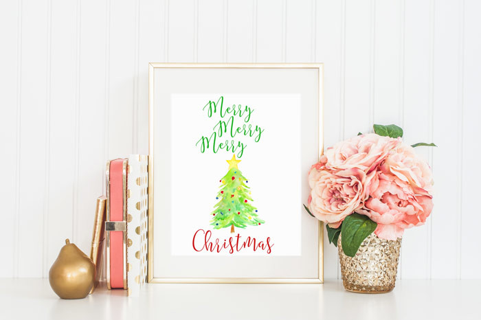 Merry Merry Merry Christmas Printable and Desktop Background